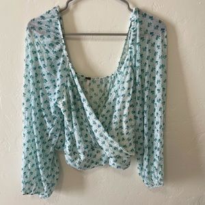Free People Blue Floral Top NWOT